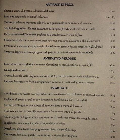 Menu At Ristorante Gli Orti Del Belvedere Milan