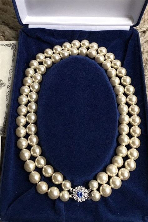 Jackie Kennedy Pearl Necklace 2 Strands with Chanel Sapphire | Etsy