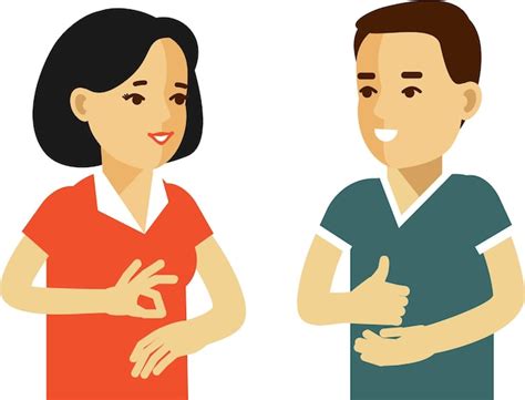 Premium Vector Pair Deaf Mute People Communicate Using Sign Language