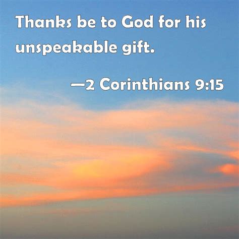 Corinthians Thanks Be To God For His Unspeakable Gift