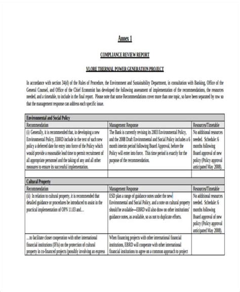 Compliance Monitoring Report Template 8 Templates Example