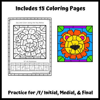 F Sound Color By Code Articulation No Prep Coloring Sheets Tpt