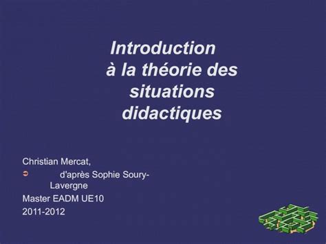 PDF Introduction à la théorie des situations didactiquesmath univ