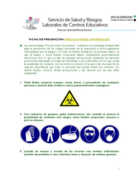 Precauciones Universales Pdf Pdf Lavado De Manos Salud Pública