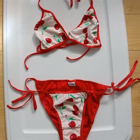 Cherry Pattern Bikini Set From A Handmade Etsy Shop Depop