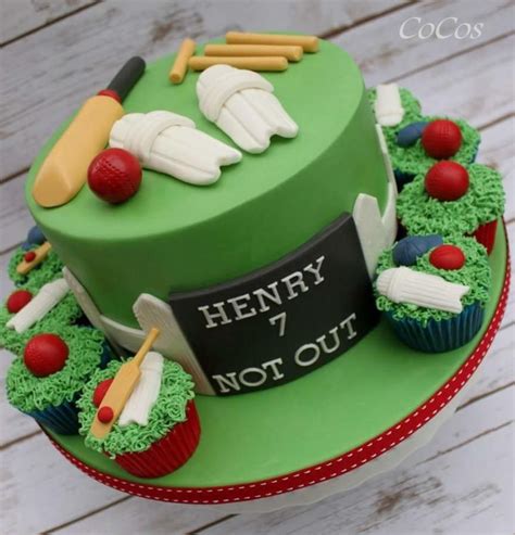 Cricket Themed Cake And Cupcakes Cricket Birthday Cake Cricket Theme