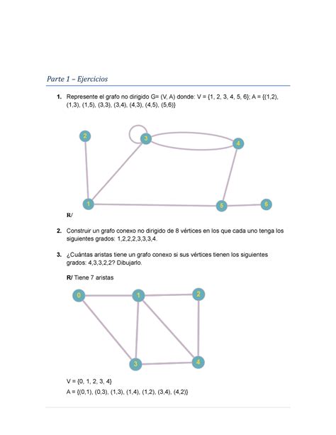 Grafos 1 Parte 1 Ejercicios 1 Represente El Grafo No Dirigido G