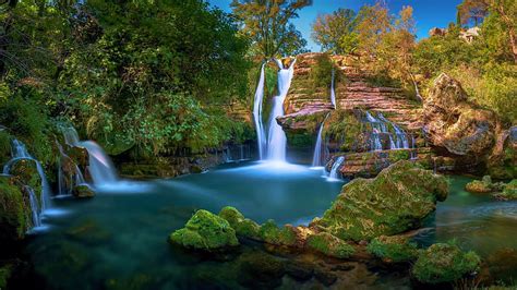 Cascade De Navacelles Vis River France River Leaves Fall Colors