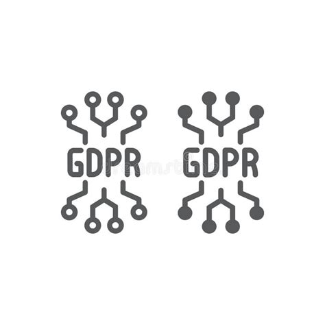 Gdpr Line Icon Set General Data Protection Regulation Symbols Collection Vector Sketches Logo