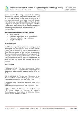 Automatic Multilevel Car Parking Controlling System Using Plc Pdf