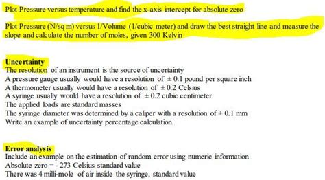 Solved Procedure 1 Absolute zero experiment Prepare the air | Chegg.com