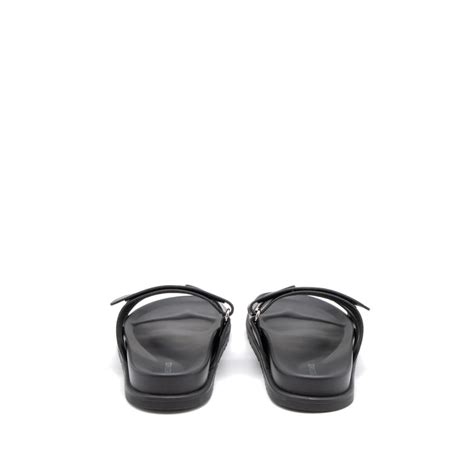 Hermes Size 40 Mens Chypre Sandals Calfskin Black