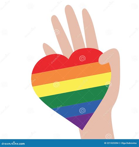 Vector Illustration Of The Lgbt Community Hand Holding A Rainbow Heart