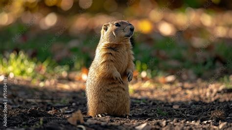 Groundhog casting a shadow on a sunny Groundhog Day, signaling six more ...