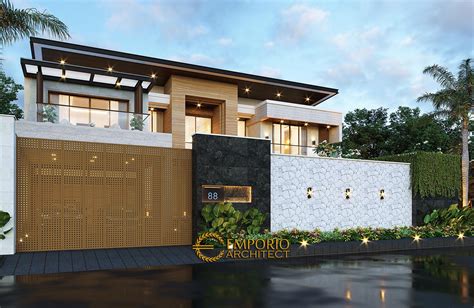 Desain Tampak Depan Dengan Pagar Rumah Modern 2 Lantai Bapak Didi Di Palembang 14417 Eksterior