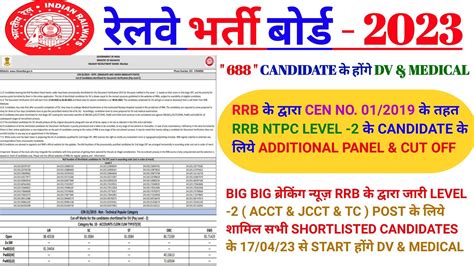 Ntpc Rrb Ntpc Level Additional Panel Cut Off