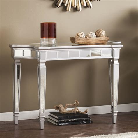 Glenview Glam Mirrored Console Table - Matte Silver