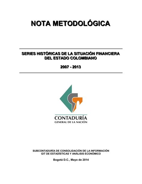 nota metodológica Contaduría General de la Nación