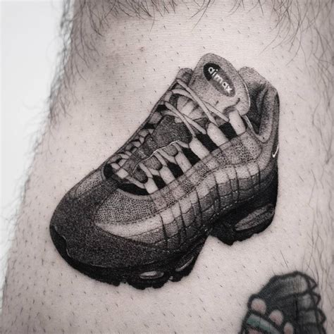 Micro Realistic Air Max Tattoo Located On The Shin