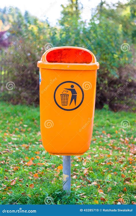 Orange Plastic Dust Bin Stock Photo Image Of Dispose 43285710