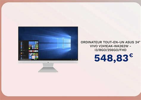 Promo Ordinateur Tout En Un Asus 24 Vivo V241eak Wa262w 13 8go 256go