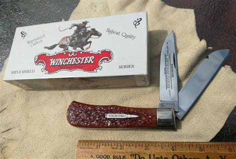 Vintage Winchester Cartridge Series Jumbo Trapper Bullet Knife Bone