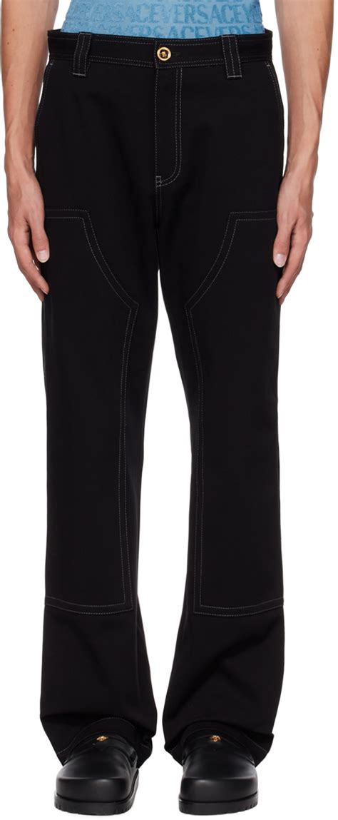 Pantalon Ample Noir Versace En Solde