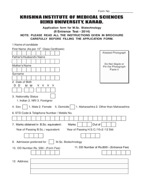 Fillable Online KRISHNA INSTITUTE OF MEDICAL SCIENCES DEEMED UNIVERSITY