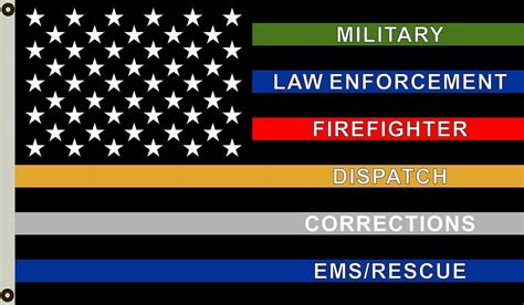 3x5FT Salute Thin Multi Line Flag Military Police Fire Corrections