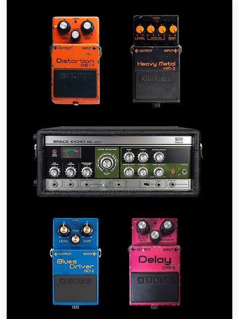 Vintage Boss Guitar Pedals Set Spiral Notebook For Sale By Imagepro