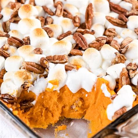 Yam Casserole With Marshmallows And Pecans