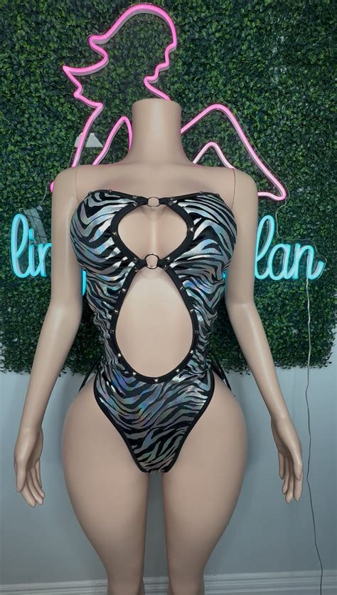 Silver Stripes Spandex One-Piece Lingerie Outfit – Lingeriebydylan