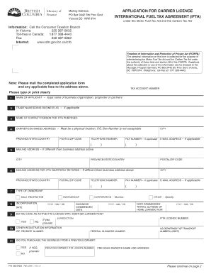 Fillable Online Sbr Gov Bc Form 363 Application For Carrier Licence