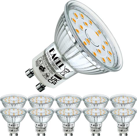 Eacll Gu10 Led Warmweiss 5w Ersetzt 55w Halogen Leuchtmittel 10er Pack