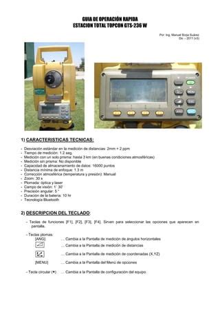 Guia Rapida Estacion Total Topcon Gts 236w PDF