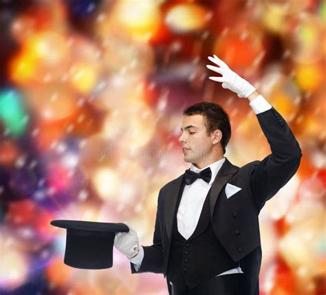 Magician in Top Hat Showing Trick Stock Image - Image of magician ...