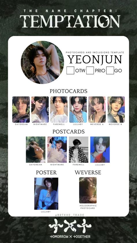 TXT Yeonjun Temptation Photocard Set Template