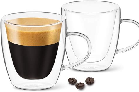 Dlux Tasses Caf Espresso Oz Double Paroi Verre Clair Set De