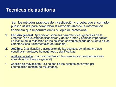 Técnicas Y Procedimientos De Auditoria 2018