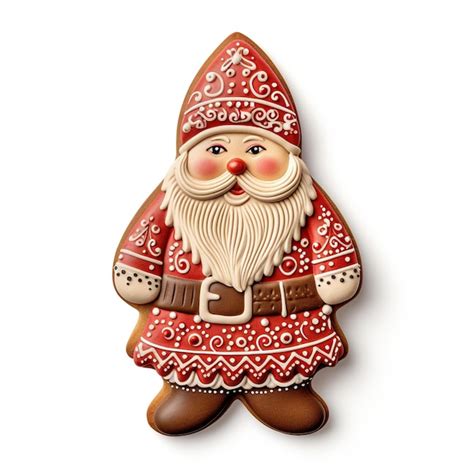 Premium Ai Image Christmas Gingerbread Gnome Cookie Isolated Over