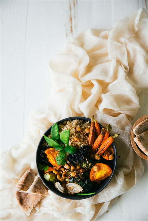 Roasted Veggie Rice Bowl With Lemon Garlic Tahini Sauce The Blonde Chef