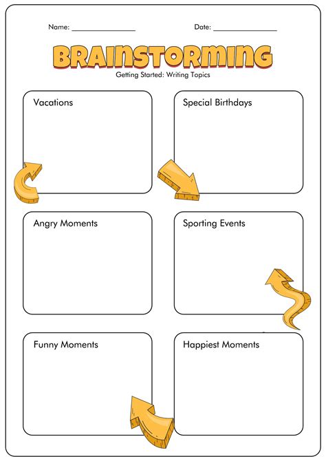 Brainstorming Worksheet For Writing