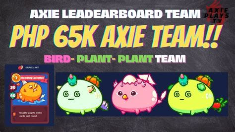 BEST AXIE ARENA BUILD PHP 65K HIGH MMR AXIE ARENA TEAM AXIE