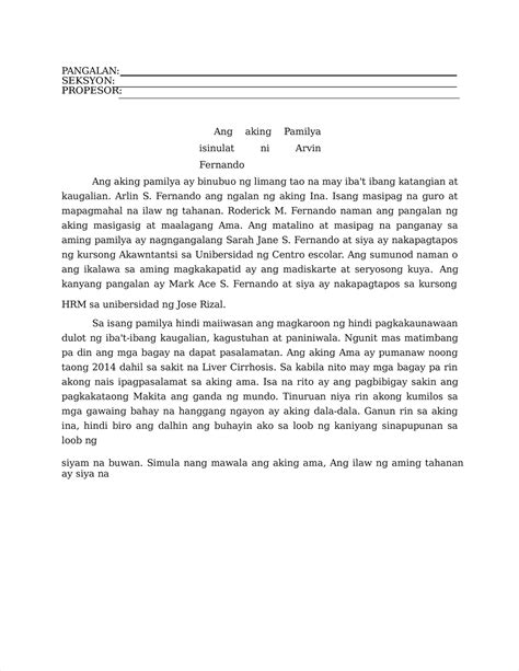 Pdf Sagutang Papel Subuking I Edit Ang Sanaysay Na Isinulat Ni Arvin