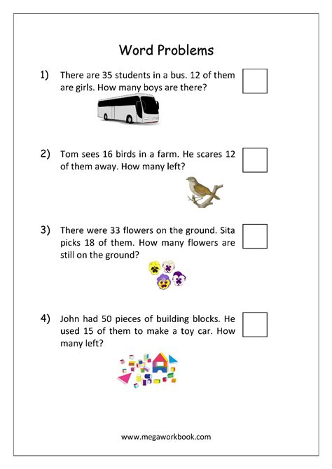 Problem Solving Grade 1 Subtraction