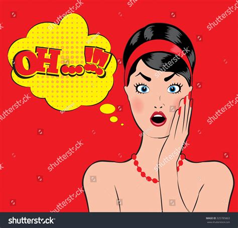 Pinup Style Wow Women Open Mouth Stock Vector 325785863 Shutterstock