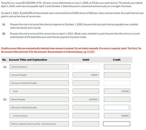 Solved Tamarisk Inc Issued 4 320 000 Of 9 10 Year Chegg