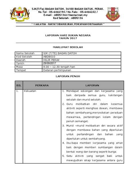 Laporan Hari Sukan Negara 2017 2