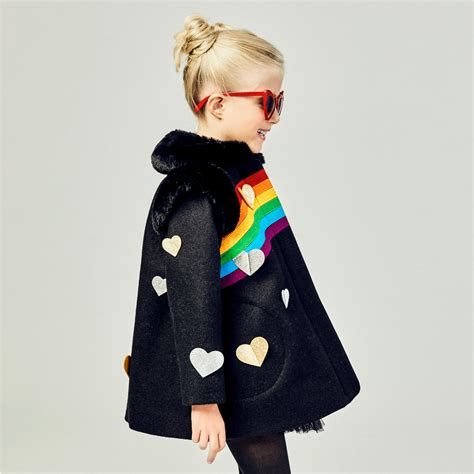 Girls Rainbow Coat Queen Of Hearts Coat Black Wool Etsy