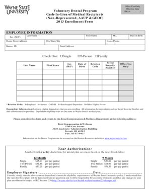 Fillable Online Hr Wayne Dental Form Revised V Docx P A Hr